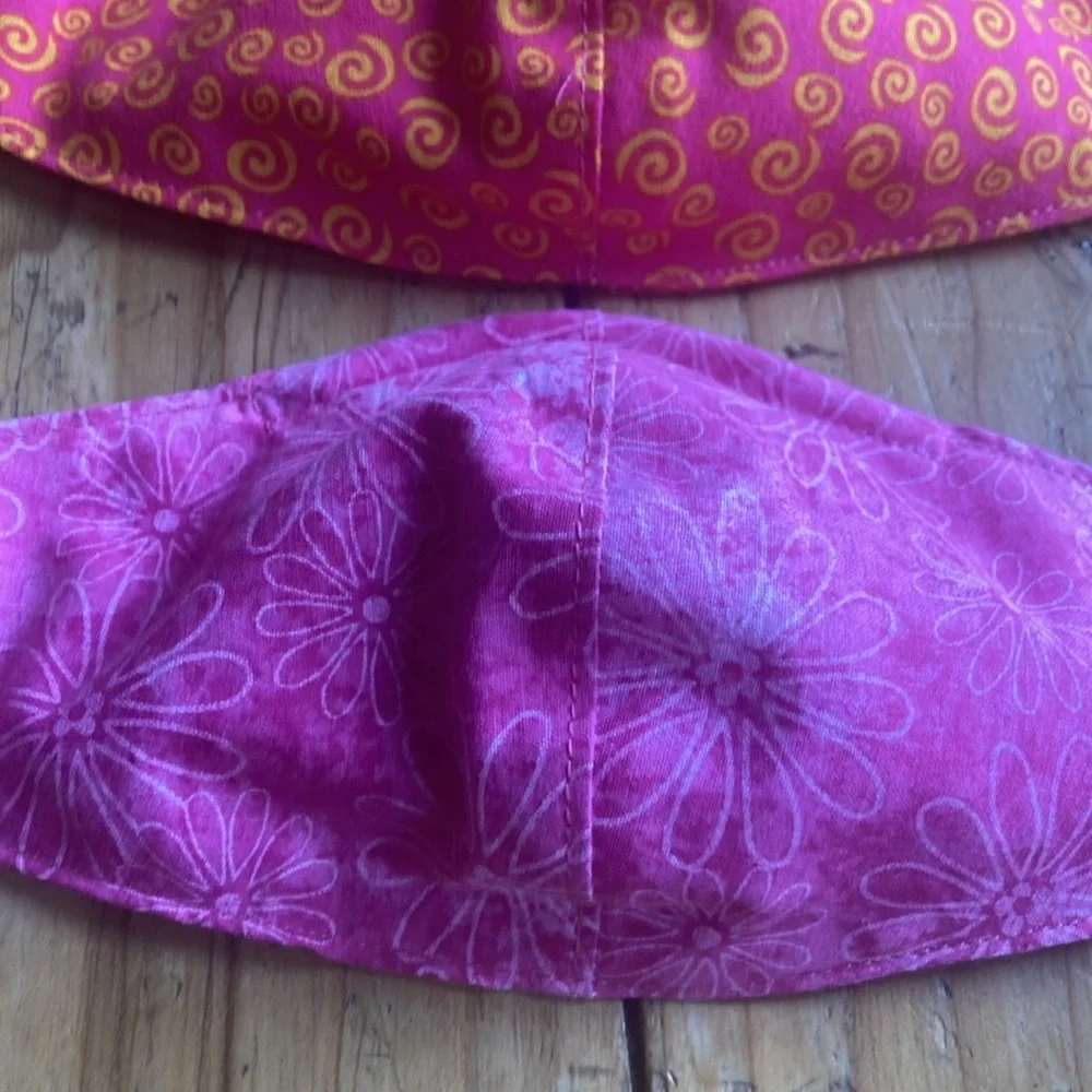 NEW Set of Pink Floral Fabric Face Masks, Quality Handmade,